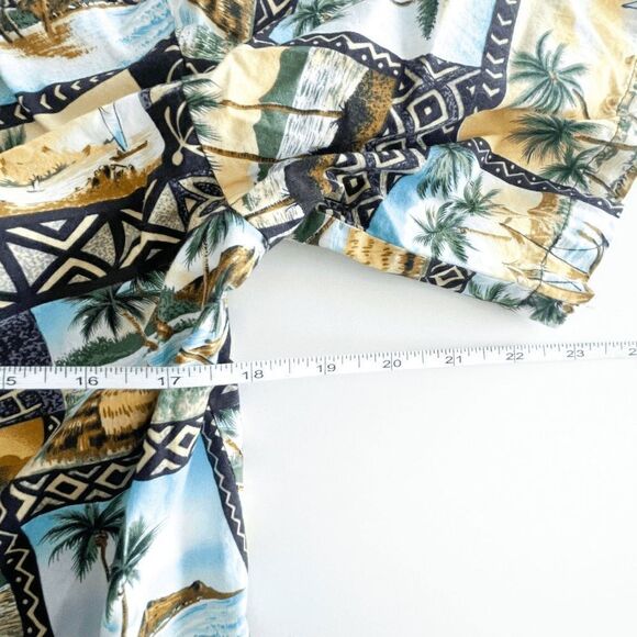 Winnie Fashion Mens Casual Shirt Summer Tropical Print Button Down Brown Medium - Picture 4 of 6